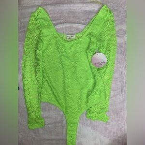 Full Circle Neon Green Lace Bodysuit